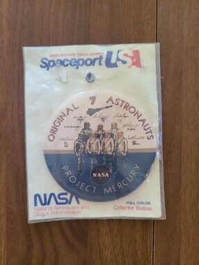 Vintage NASA Project Mercury Original 7 Astronauts Collector Button Sealed